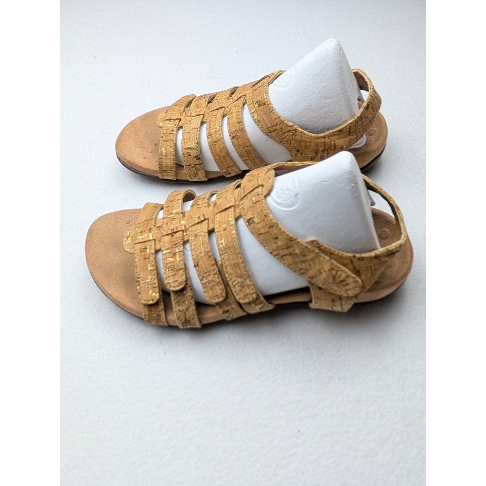 Vionic Amber Cork Gold Fleck Adjustable Strappy Orthotic Sandals Womens Size 8